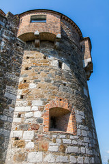Ljubljana, Slovenia, August 5, 2019. Architectural fragment of ancient castle Ljubljanski grad