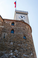 Ljubljana, Slovenia, August 5, 2019. Architectural fragment of ancient castle Ljubljanski grad