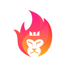 lion king logo icon design with lion head and crown
