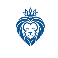 Obraz premium lion king logo icon design with lion head and crown