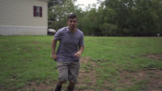 Crazy Guy Running From Nothing Slow Motion Meth Head