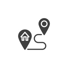 Route to Home vector icon. filled flat sign for mobile concept and web design. glyph icon. Symbol, logo illustration. Vector graphics