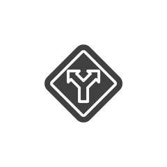 Two way traffic sign vector icon. filled flat sign for mobile concept and web design. Junction Road Sign glyph icon. Symbol, logo illustration. Vector graphics