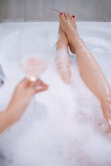 Fototapeta premium woman washing her hands in bathroom