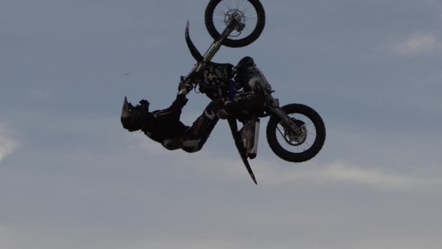 Extreme Sport Motocross freestyle backflip on big jump