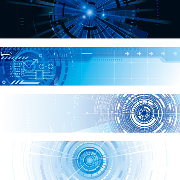 Set of abstract technology digital web banner background.