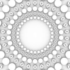 Decorative design element. Patterns with geometric ethnic ornament. Circular ornamental symbol. 3D rendering.