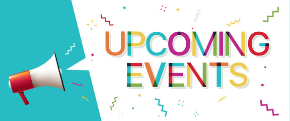 Megaphone with "Upcoming Events" Speech Bubble 