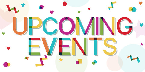 Upcoming Events banner with confetti