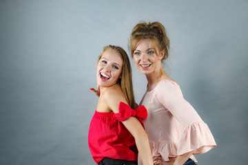 Two women fooling around