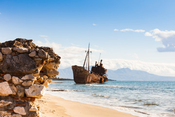 The famous shipwreck near Gythio Greece
