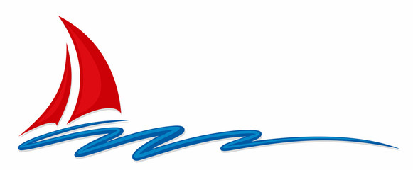 Symbol of red sailing in the sea.