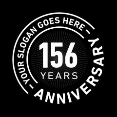 156 years anniversary logo template. One hundred and fifty-six years celebrating logotype. Black and white vector and illustration.
