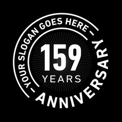 159 years anniversary logo template. One hundred and fifty-nine years celebrating logotype. Black and white vector and illustration.