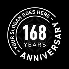 168 years anniversary logo template. One hundred and sixty-eight years celebrating logotype. Black and white vector and illustration.