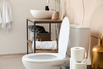 Interior of clean modern bathroom