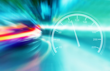 Blurry lights of moving cars in the night city. Сoncept of fast driving