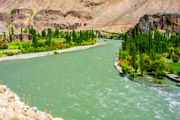 The Pakistani lakes mountain landscape & waterfall.