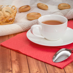 Delicious breakfast with fresh croissants.Tasty croissants
