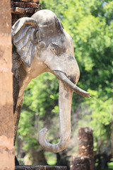 Obraz premium Ancient temple historical national park at Sukhothai, Thailand in 2018. Unesco world heritage for historical old place