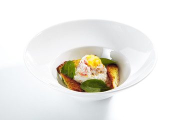 Crab Cake Napoleon with Pike Caviar Sauce Isolated