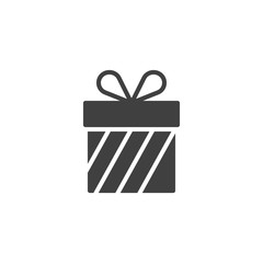 Gift box with stripes vector icon. filled flat sign for mobile concept and web design. Striped gift box with bow ribbon glyph icon. Symbol, logo illustration. Vector graphics