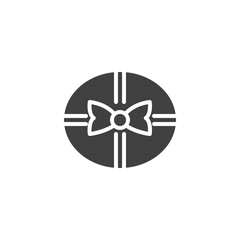 Gift box with bow ribbon vector icon. filled flat sign for mobile concept and web design. Round gift box glyph icon. Symbol, logo illustration. Vector graphics