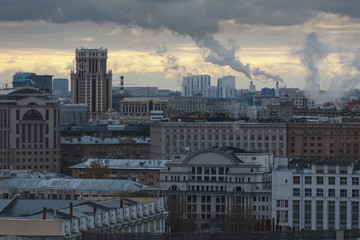 View of Moscow on a cold autumn morning.