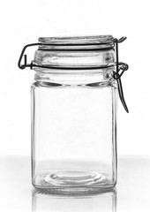 empty glass jar for jam on the lumen