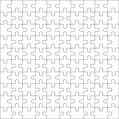 Jigsaw puzzle grid template. Puzzles blank template or cutting guidelines. Classic mosaic game element vector illustration