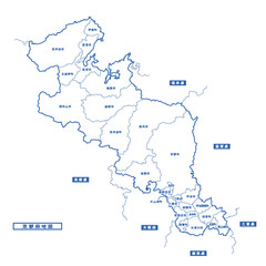 京都府地図 シンプル白地図 市区町村