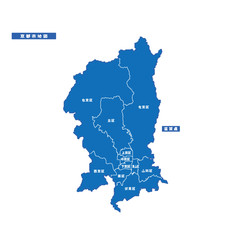 Obraz premium 京都市地図 シンプル青 市区町村