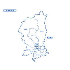 Fototapeta premium 京都市地図 シンプル白地図 市区町村