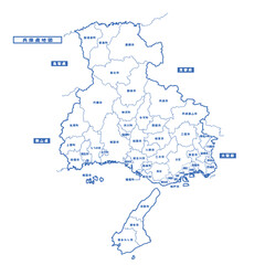 兵庫県地図 シンプル白地図 市区町村