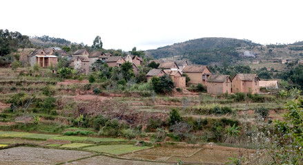 Fototapeta na wymiar Village and landscape of Madagascar