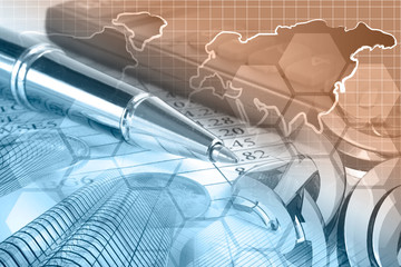 Mail signs, map and buildings