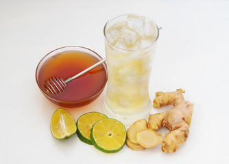 Glass of iced ginger tea
