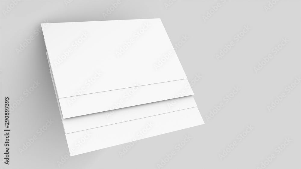 Poster 3d rendering business card mockup. computer generated two vertical rectangular plates in a white bac