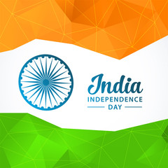 India independence day label. Triangle background flag