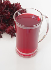 Hibiscus sabdariffa or roselle fruits  tea close up