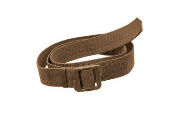  Brown nylon fastening belt, strap isolated on white background.