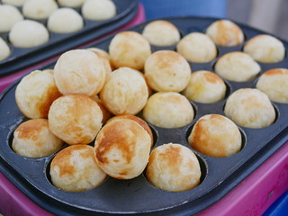 Grilled sweet potato balls,  delicious Thai street snack / food
