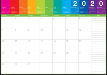 June 2020 desk calendar vector illustration
