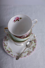 Vintage stacked teacups 