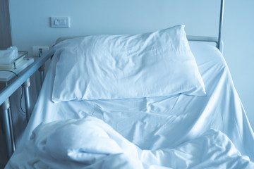 patient messy bed at the hospital - image