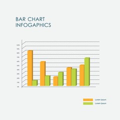 Bar Chart Infographics Elements 3D Vector Flat Design, Sign, Icon Full Color, Template