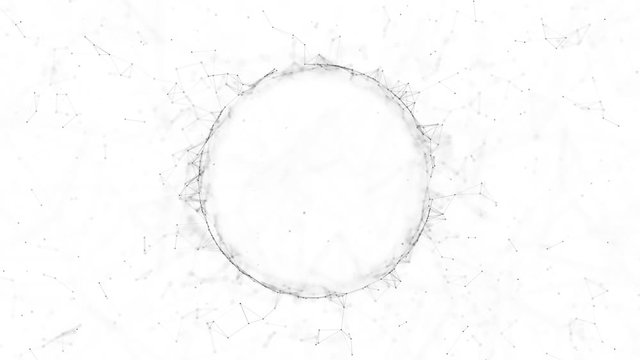 Planet earth and light. Blue sphere shape ball with digital data and network connection triangle lines for technology concept isolated on black background. Motion graphic.