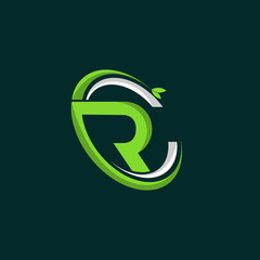 Letter R Recycle Leaf Creative Icon Logo Design Template Element Vector Illustration