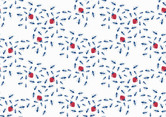 Fototapeta na wymiar seamless pattern with strawberry and ants