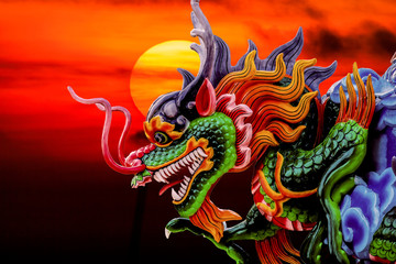 Fototapeta premium chinese dragon on red background